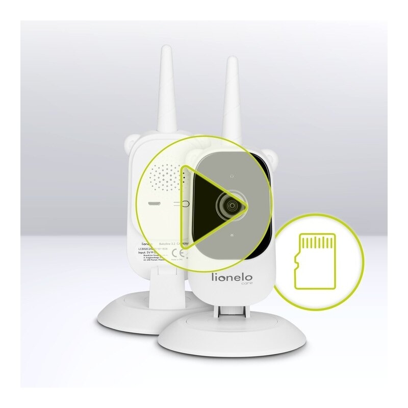 Video monitor, Lionelo, Babyline 3.2, Full HD, Comunicare bidirectionala, 2.8 inch, Cu sunete si mod de noapte, Cu 5 niveluri de detectare a sunetului, Alb
