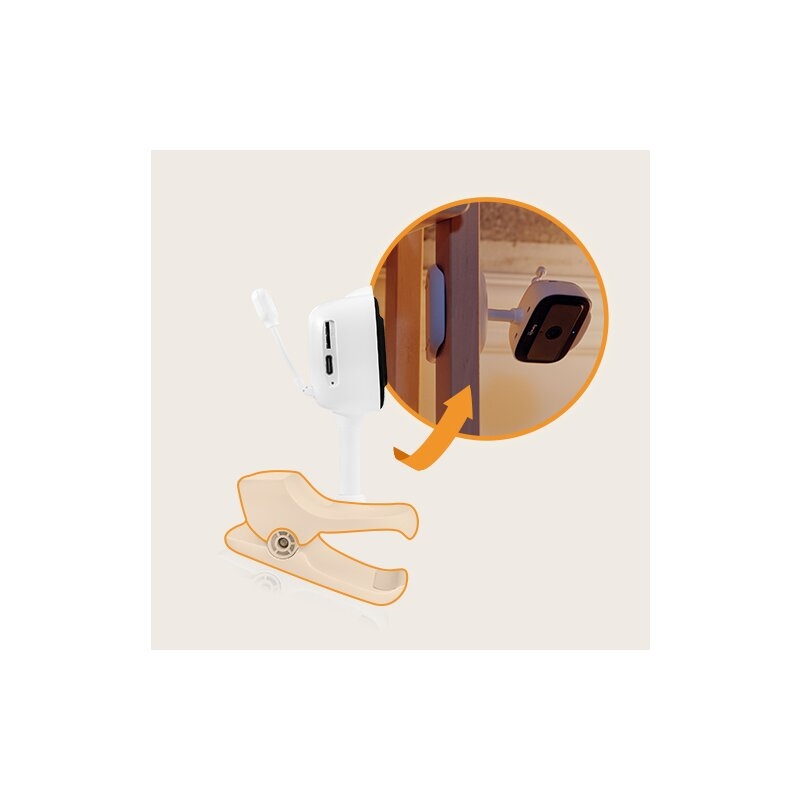 Video monitor, Lionelo, Babyline Go, Cu aplicatia dedicata Lionelo Smart, Mod de noapte 8m, Cu functie de iluminare, Pana la 5h functionare wireless, Comunicare bidirectionala, Rotatie 180 grade, Alb