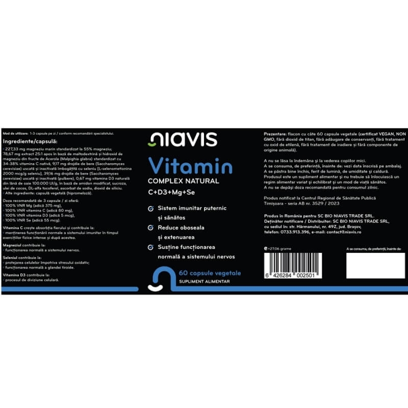 Vitamin complex natural, 60 capsule, Niavis