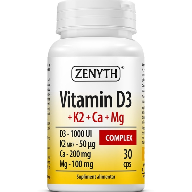 Vitamin D3+K2+Ca+Mg Complex, 30 capsule, Zenyth