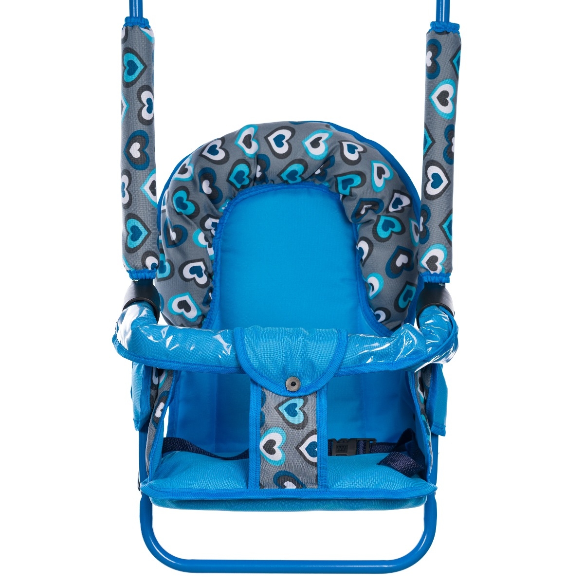 Leagan pentru copii, AppeKids, cu spatar reglabil si bara detasabila, Blue Hearts