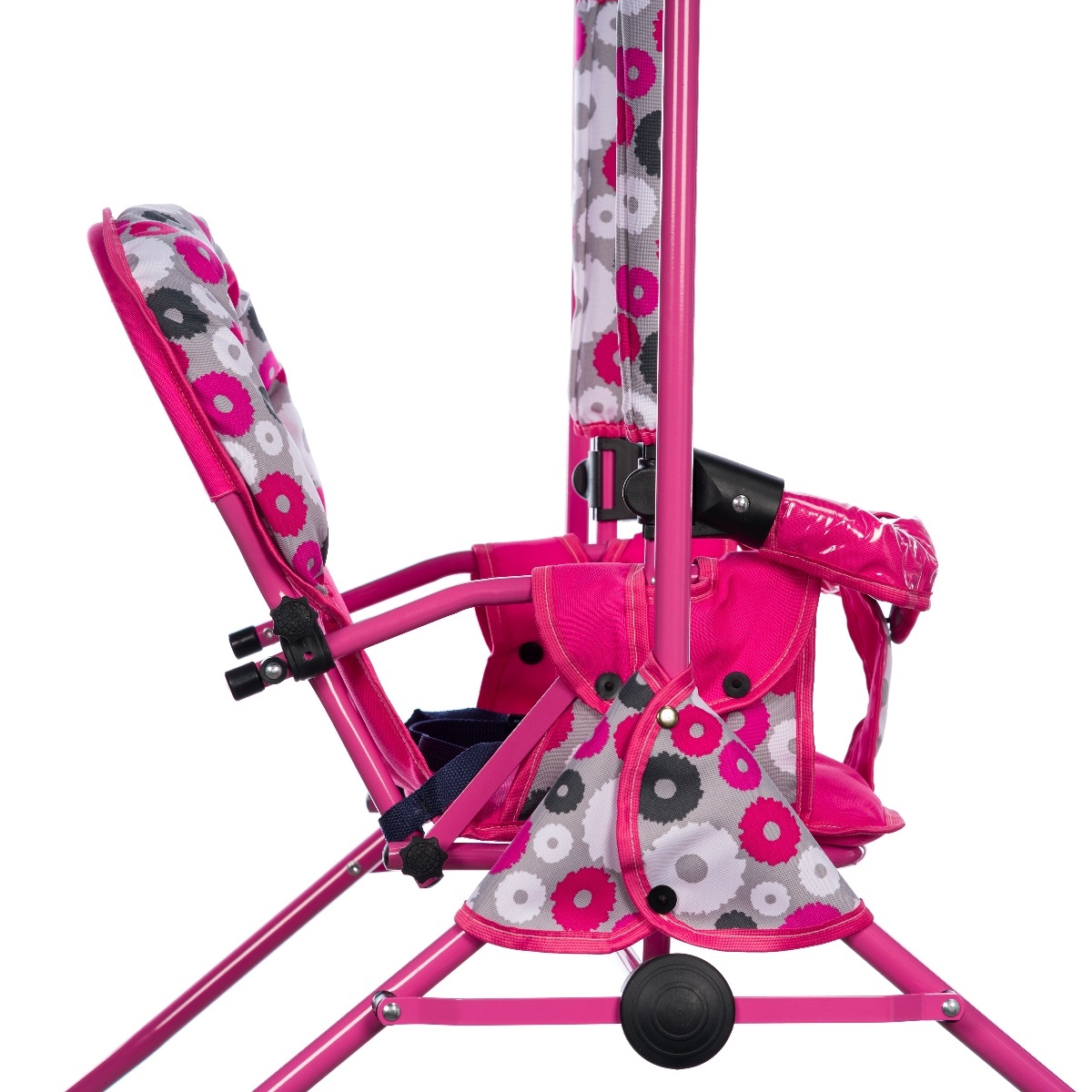 Leagan pentru copii, AppeKids, cu spatar reglabil si bara detasabila, Pink Flowers