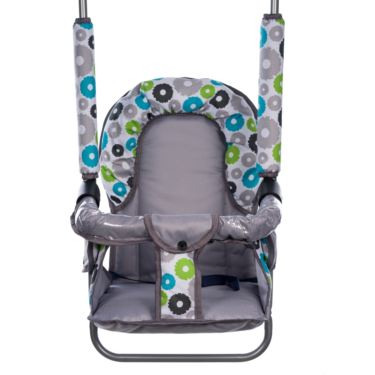 Leagan pentru copii, AppeKids, cu spatar reglabil si bara detasabila, Grey Flowers