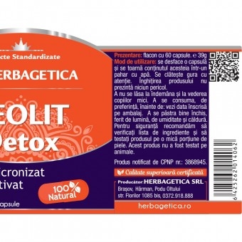 Zeolit Detox, 60 capsule, Herbagetica