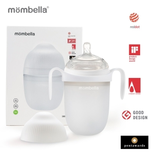Biberon Anticolici Mombella Breast-Like, 300ml, Tetina 360° XL Flux Consistent, 100% Silicon, Ivory