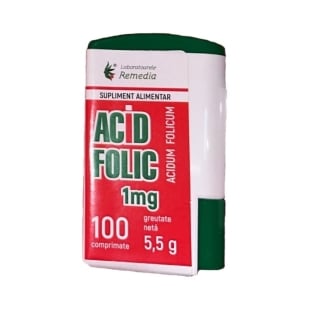 Acid Folic 1 mg, 100 comprimate, Remedia