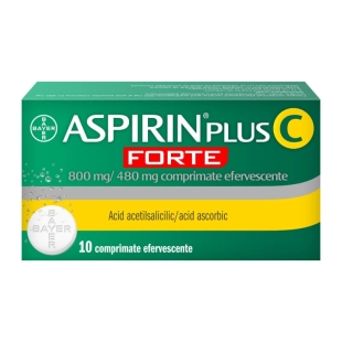 Aspirin Plus C Forte, 800 mg/480 mg, 10 comprimate efervescente, Bayer