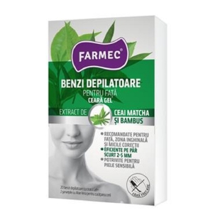 Benzi depilatoare pentru fata cu ceara-gel, 20 bucati, Farmec