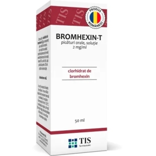 Bromhexin-T, 2 mg/ml picaturi orale solutie, 50 ml, Tis Farmaceutic