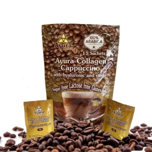 Cafea cu colagen si acid hialuronic Collagen Capuccino, 15 plicuri, Ayura Herbal