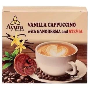 Cafea cu ganoderma, vanilie si stevie Vanilla Capuccino, 10 plicuri, Ayura Herbal