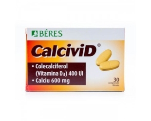 Calcivid, 600 mg/400 UI, 30 comprimate filmate, Beres Pharmaceuticals