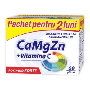 Ca, Mg, Zn + Vitamina C, 60 plicuri, Zdrovit