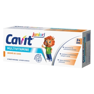 Multivitamine cu aroma de caise Cavit junior, 20 tablete masticabile, Biofarm