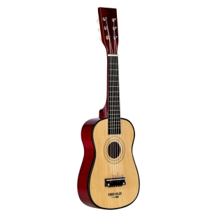 Chitara din lemn cu 6 corzi metalice, dezvolta abilitatile motorii, stimuleaza auzul si atentia auditiva, 59 cm, 3 ani+, Brown, Free2Play