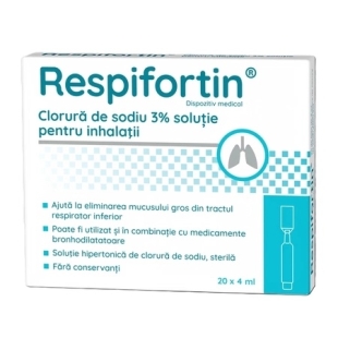 Clorura de sodiu 3% solutie pentru inhalatii Respifortin 4 ml, 20 fiole, Zdrovit