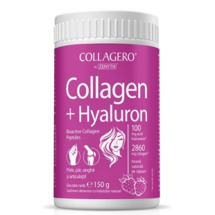 Collagen + Hyaluron pulbere cu aroma de capsuni, 150 g, Zenyth