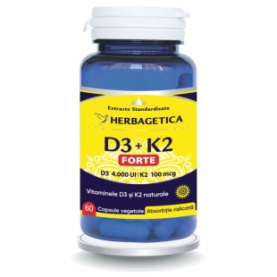 D3+K2 Forte, 60 capsule, Herbagetica