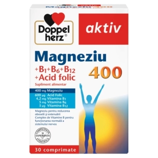Aktiv Magneziu 400+B1+B6+B12+Acid Folic, 30 comprimate, Doppelherz
