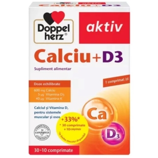 Calciu + D3 + K, 30 tb + 10 tb Cadou, Doppelherz