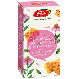 Echinacea cu propolis si vitamina C (F170) 63compr.mast, Fares