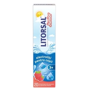 Litorsal Junior cu aroma de zmeura pentru copii +3 ani, 20 comprimate efervescente, Zdrovit