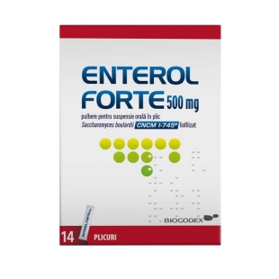 Enterol Forte pulbere pentru suspensie orala 500 mg, 14 plicuri, Biocodex