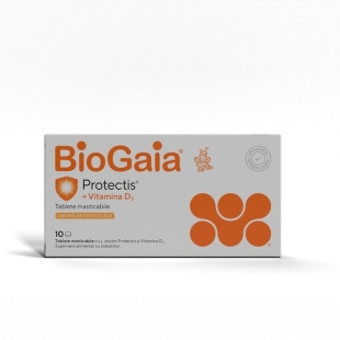 Protectis cu vitamina D3 800 UI cu aroma de portocale, 10 tablete masticabile, BioGaia
