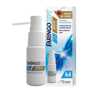 Faringosept, 1,5 mg/ml spray bucofaringian, solutie, 15 ml, Terapia