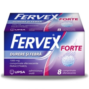 Fervex Durere si Febra Forte, 1000 mg, 8 comprimate efervescente, Upsa