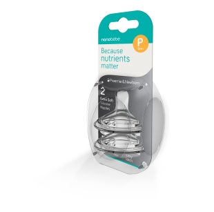 Nanobebe - Tetina silicon debit ultra lent 2buc