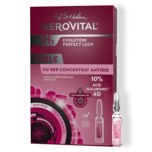 Fiole cu ser concentrat antirid cu acid hialuronic 10% 4D H3 Evolution Perfect Look, 2 ml, 10 fiole, Gerovital