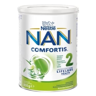 Lapte praf de continuare pentru bebelusi Nan 2 Comfortis, 6 luni+, 800 g, Nestle