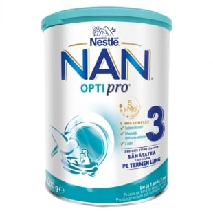 Lapte praf fortifiat Nan 3 Optipro HMO, +12 luni, 400 g, Nestle