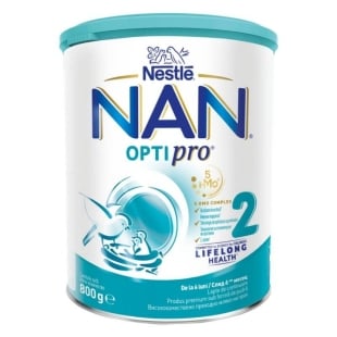 Lapte praf de continuare pentru bebelusi Nan 2 Optipro HMO, +6 luni, 800 g, Nestle