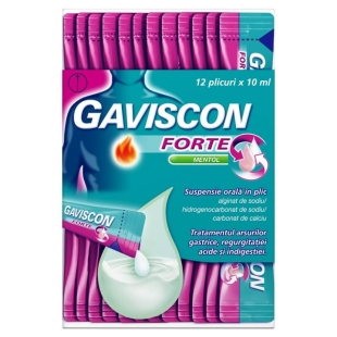 Gaviscon Forte Mentol suspensie orala, 12 plicuri, Reckitt Benckiser