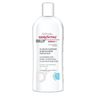 Fluid de curatare si demachiere fata si ochi H3 Derma+, 200 ml, Gerovital