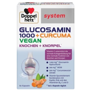 Glucozamina 1000 + Curcuma Vegan System, 60 comprimate, Doppelherz