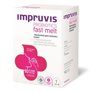 Impruvis Probiotic Fast Melt cu aroma de capsuni si zmeura, 10 plicuri, Pharma Brands