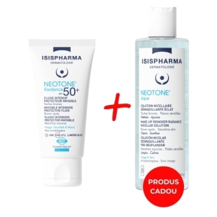 Pachet Crema Neotone Radiance SPF 50+, 30 ml+ Apa micelara Neotone Aqua, 250 ml, Isispharma