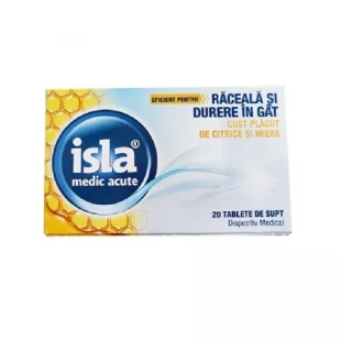 Isla Medic Acute cu gust de citrice si miere, 20 tablete de supt, Engelhard
