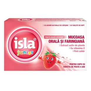 Isla junior cu aroma de capsuni, 20 tablete de supt, Engelhard