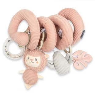 Jucarie interactiva spirala, Lama, pentru atasare la patut sau carucior, dezvolta abilitatile motorii, include si jucarie pentru dentitie, fara BPA, 0 luni+, multicolor, New Baby