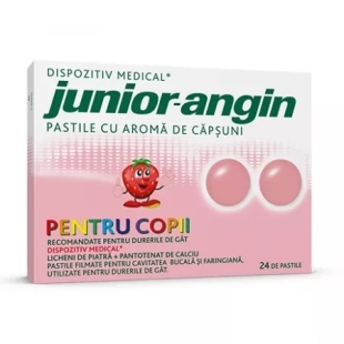 Junior Angin cu aroma de capsuni pentru copii, 24 pastile, Klosterfrau