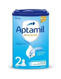 Lapte praf de continuare Aptamil 2 Nutri-Biotik, 6-12 luni, 800g, Nutricia