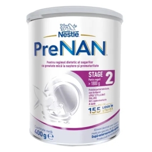 Lapte praf de la nastere PreNAN Stage 2, 400 g, Nestle
