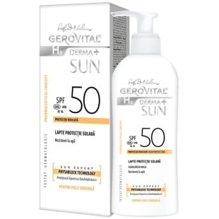 Lapte protectie solara SPF 50 H3 Derma+ Sun, 150 ml, Gerovital
