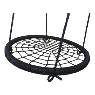 Leagan, Dice, Tip cuib, Diametru 100 cm, Ajustabil pe inaltime pana 240 cm, Din sfoara impletita PP de 16 mm, Pana la 150 kg, Conform cu EN 71-1 2 3 8, 3-6 ani, Black