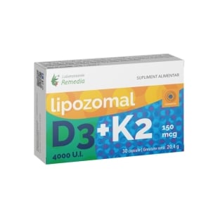 D3 4000 UI + K2 150 mcg lipozomal, 30 capsule, Remedia