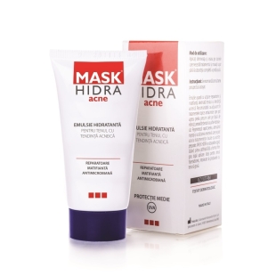 Emulsie hidratanta pentru tenul cu tendinta acneica Mask Hidra Acne, 50 ml, Meditrina Pharmaceuticals